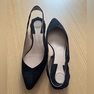 Chloé Scalloped Suede Slingback Pumps